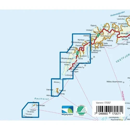 Carte de randonnée n° 17057 - Lofoten Ouest Turkart Pro | Nordeca - 1:50 000 carte de randonnée Nordeca 