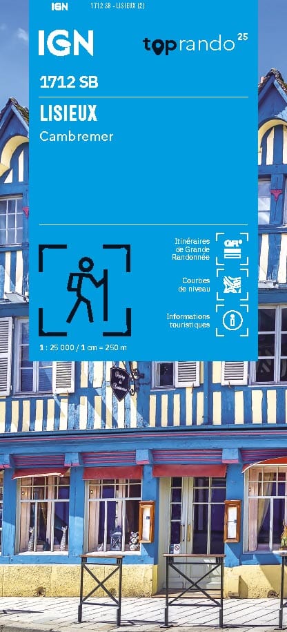 Carte de randonnée n° 1712 - Lisieux, Cambremer | IGN - Série Bleue carte de randonnée IGN 