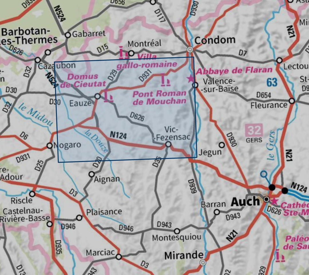 Carte de randonnée n° 1742 - Eauze, Vic-Fezensac | IGN - Série Bleue carte pliée IGN 