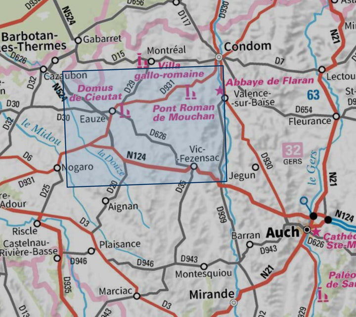Carte de randonnée n° 1742 - Eauze, Vic-Fezensac | IGN - Série Bleue carte pliée IGN 