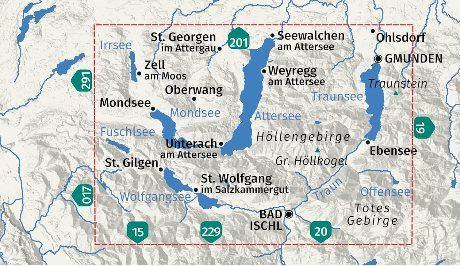 Carte de randonnée n° 18 - Salzkammergut Nördliches, Wolfgangsee, Attersee, Traunsee (Autriche) | Kompass carte de randonnée Kompass 