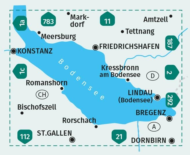 Carte de randonnée n° 1B - Lac de Constance Est (Allemagne, Autriche) | Kompass carte de randonnée Kompass
