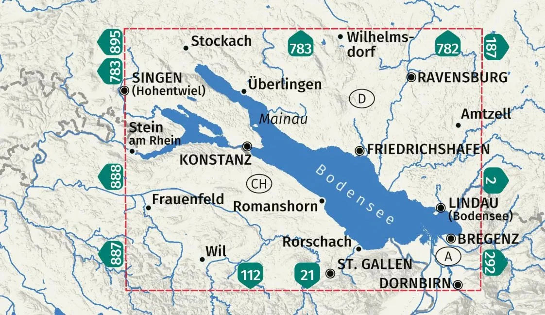 Carte de randonnée n° 1C - Lac de Constance (Bodensee) | Kompass carte de randonnée Kompass