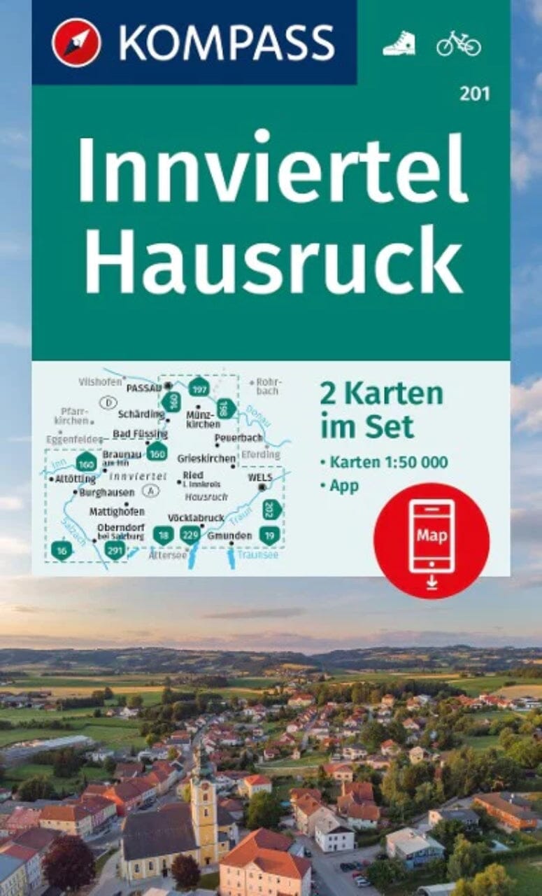 Carte de randonnée n° 201 - Innviertel, Hausruck 2-Set (Tyrol, Autriche) | Kompass carte de randonnée Kompass