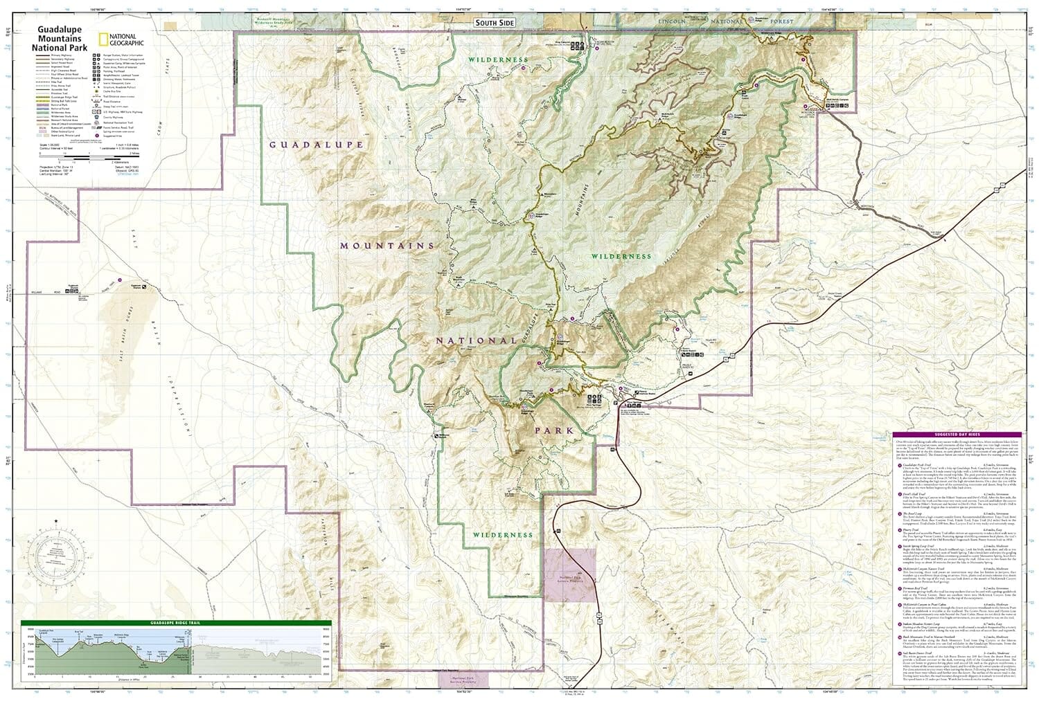 Carte de randonnée n° 203 - Guadalupe Mountains National Park (Texas) | National Geographic carte de randonnée National Geographic