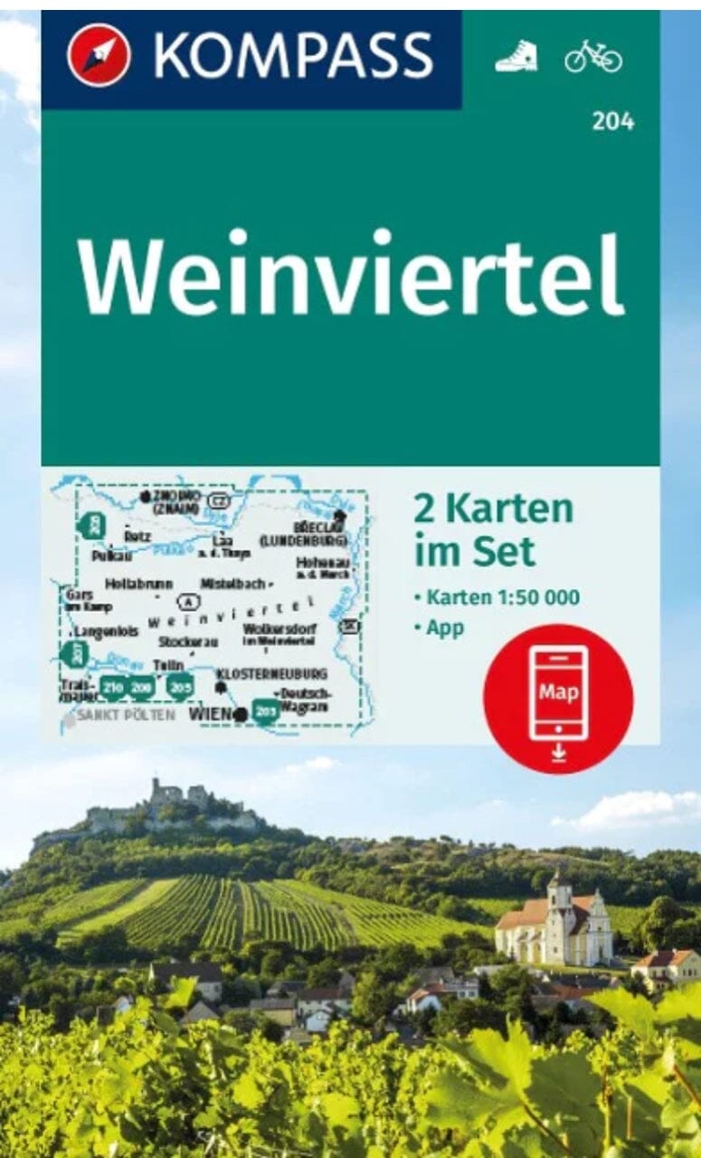 Carte de randonnée n° 204 - Weinviertel 2-Set + Naturführer (Autriche) | Kompass carte de randonnée Kompass