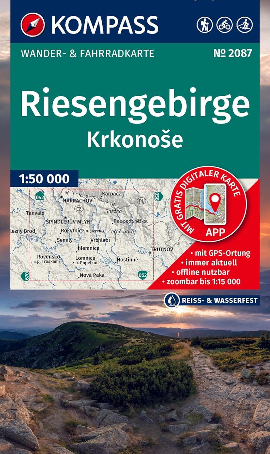 Carte de randonnée n° 2087 - Monts des Géants / Krkonoše | Kompass - 1:50 000 carte de randonnée Kompass 