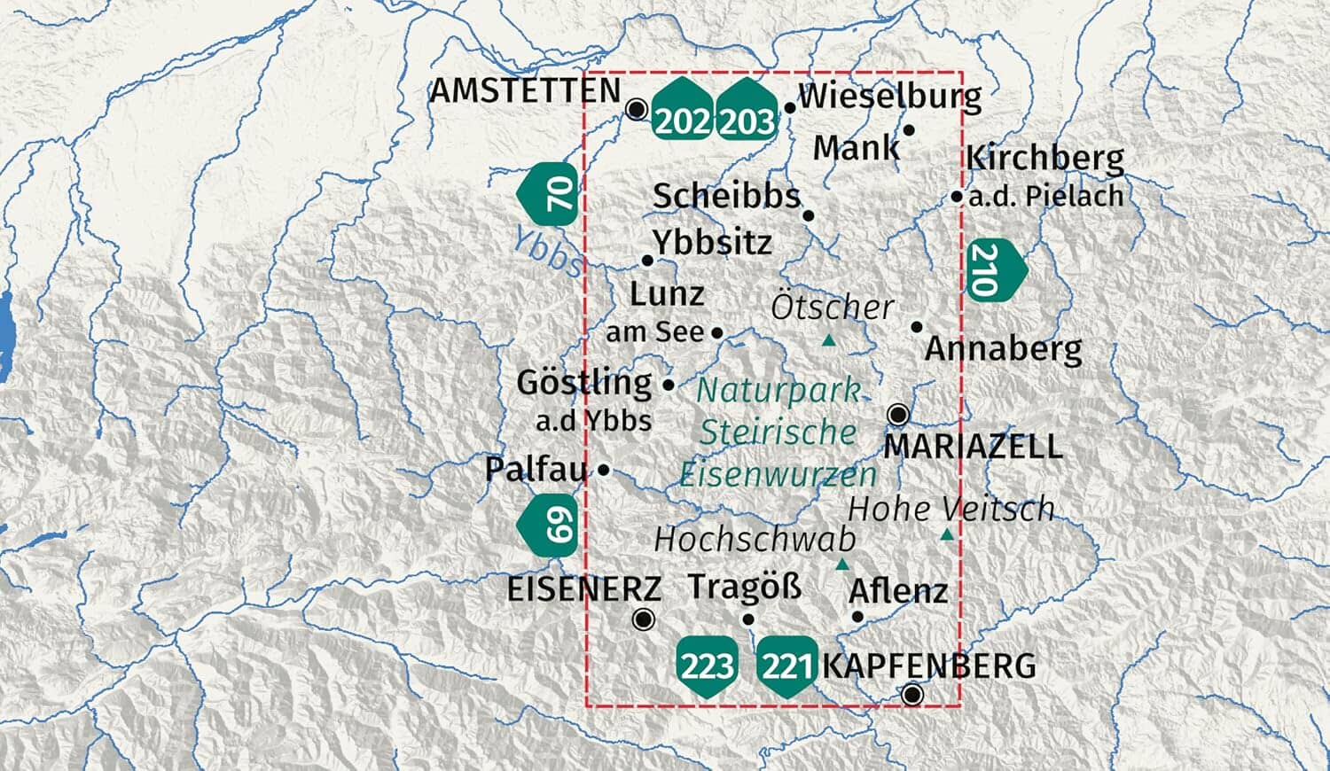 Carte de randonnée n° 212 - Hochschwab, Mariazell, Eisenwurzen (Autriche) | Kompass carte de randonnée Kompass 