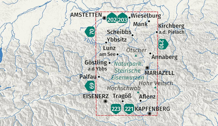 Carte de randonnée n° 212 - Hochschwab, Mariazell, Eisenwurzen (Autriche) | Kompass carte de randonnée Kompass 