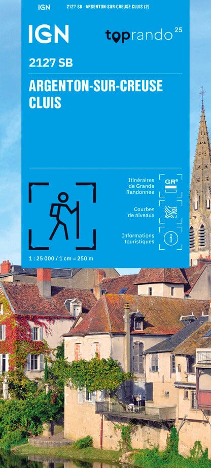Carte de randonnée n° 2127 - Argenton-sur-Creuse, Cluis | IGN - Série Bleue carte pliée IGN 