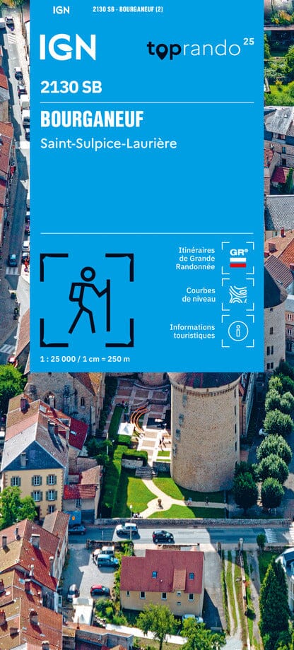 Carte de randonnée n° 2130 - Bourganeuf, Saint-Sulpice-Laurière | IGN - Série Bleue carte de randonnée IGN 