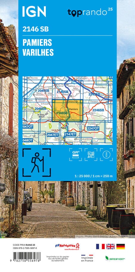 Carte de randonnée n° 2146 - Pamiers, Varilhes | IGN - Série Bleue carte de randonnée IGN