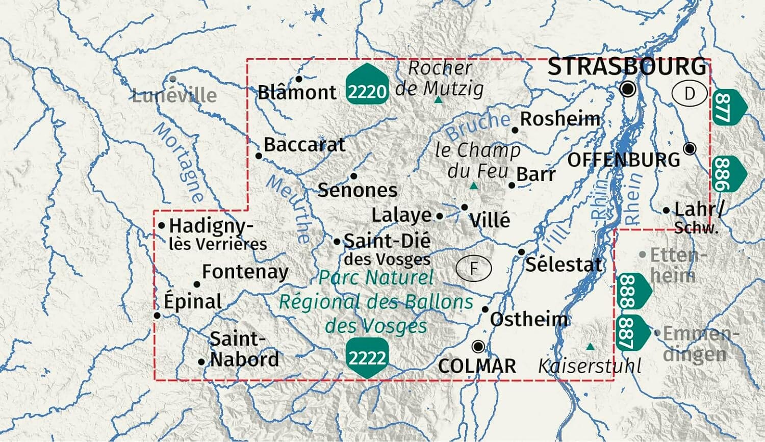 Carte de randonnée n° 2221 - Massif des Vosges Central, lot de 2 cartes | Kompass carte de randonnée Kompass 