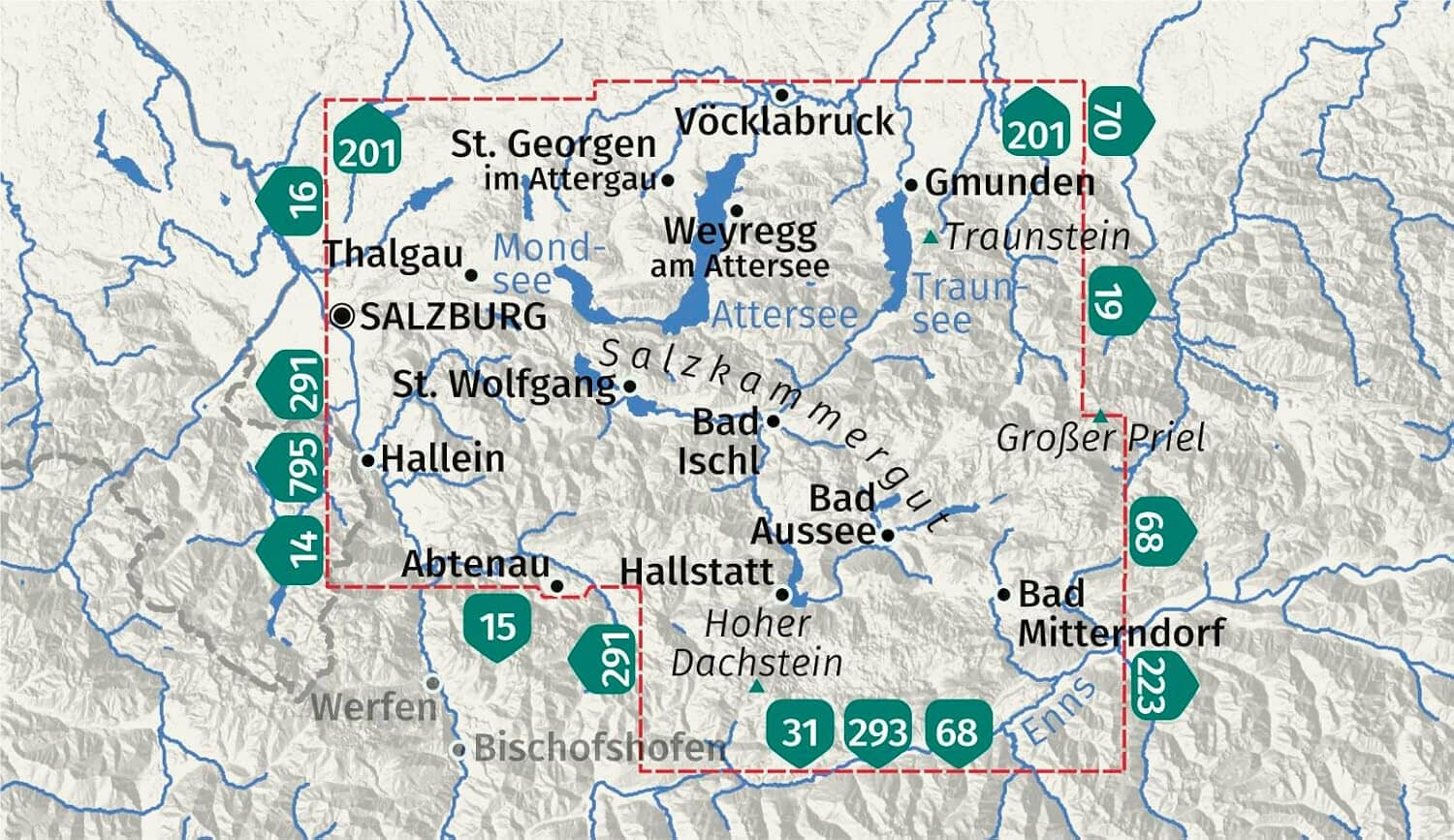 Carte de randonnée n° 229 - Salzkammergut (Autriche) | Kompass carte de randonnée Kompass