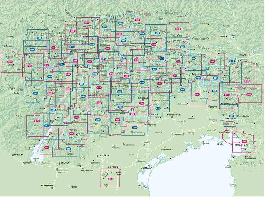 Carte de randonnée n° 23 - Alpi Feltrine, Le Vètte- Cimonega | Tabacco carte de randonnée Tabacco