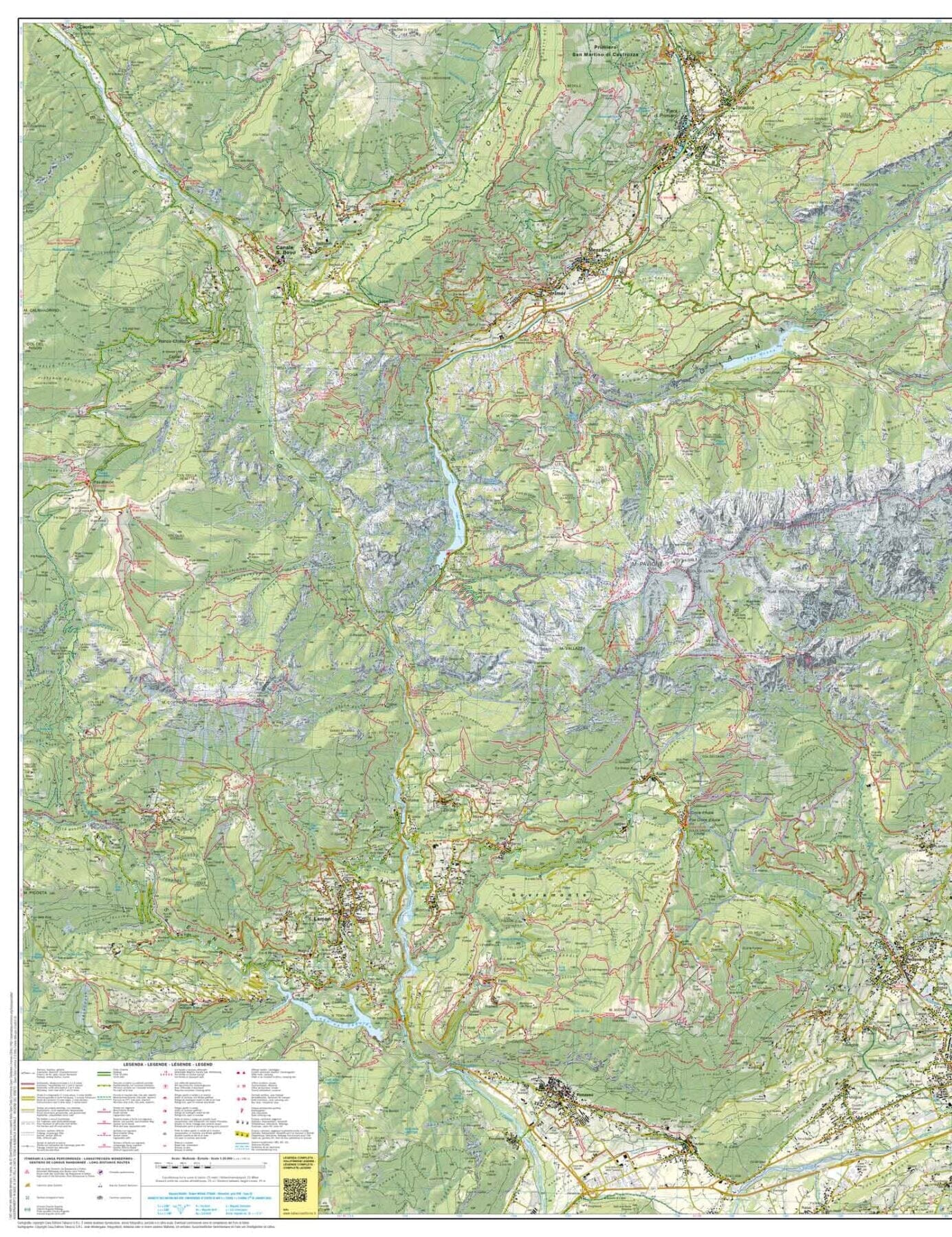 Carte de randonnée n° 23 - Alpi Feltrine, Le Vètte- Cimonega | Tabacco carte de randonnée Tabacco