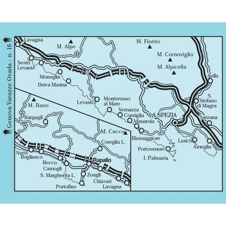 Carte de randonnée n° 23 - Cinque Terre et Golfo del Tigullio | Istituto Geografico Centrale -1/50 000 carte de randonnée Istituto Geografico Centrale 