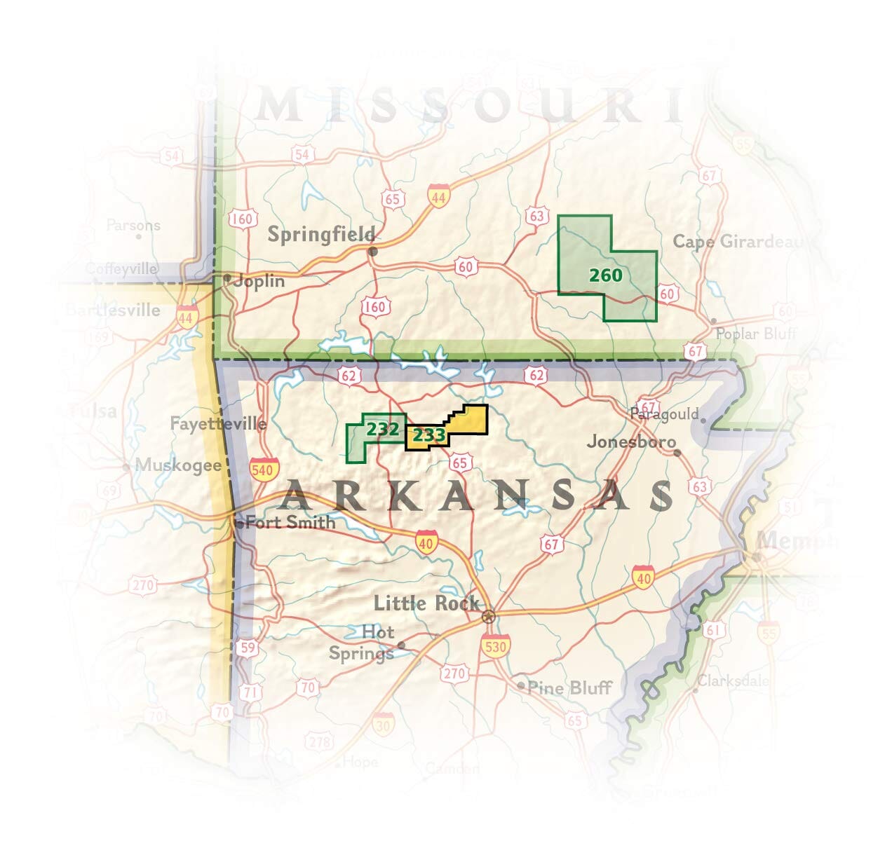 Carte de randonnée n° 233 - Buffalo National River, East, Arkansas | National Geographic carte de randonnée National Geographic 