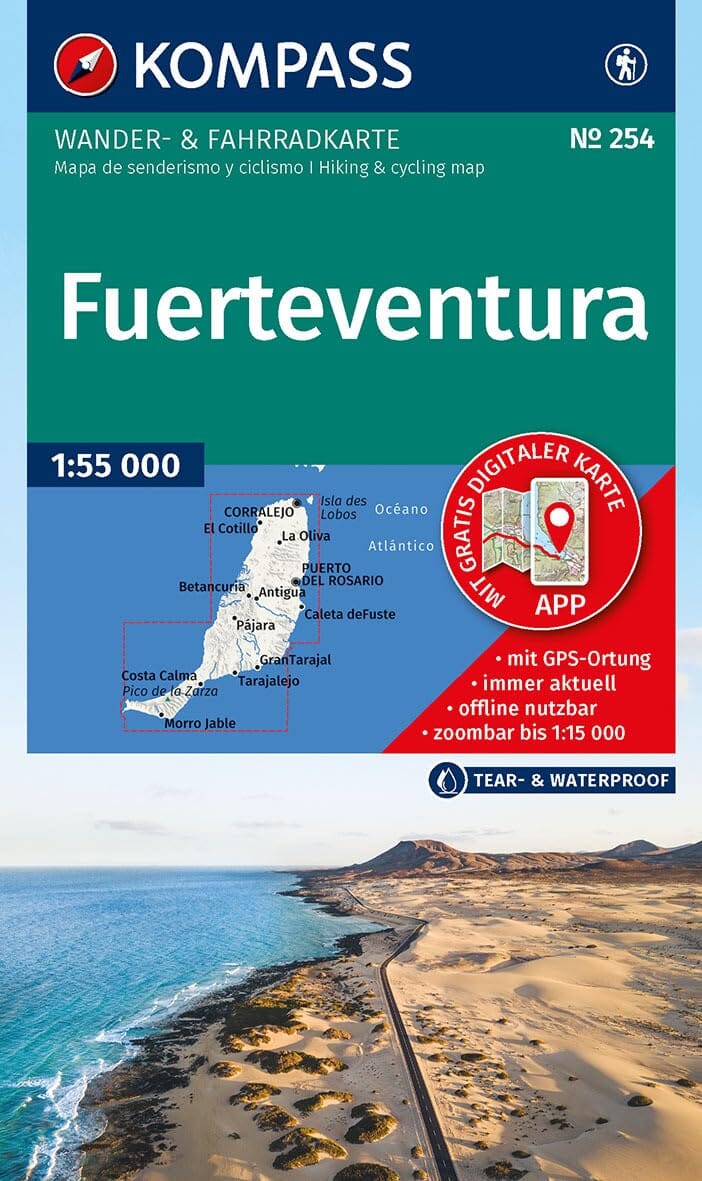 Carte de randonnée n° 240 - Fuerteventura | Kompass carte de randonnée Kompass 