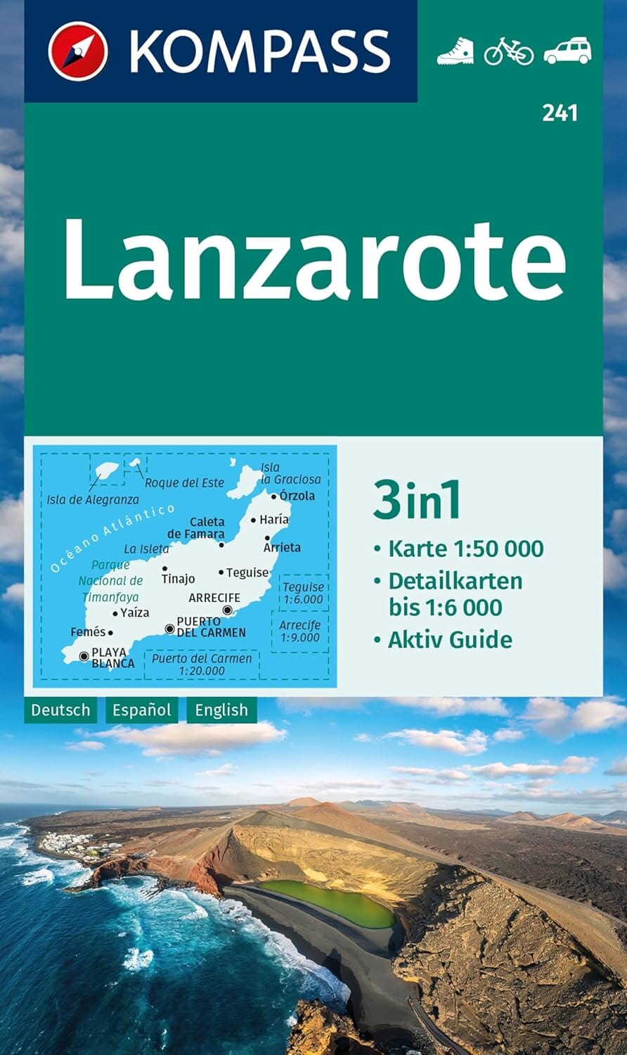 Carte de randonnée n° 241 - Lanzarote | Kompass carte de randonnée Kompass