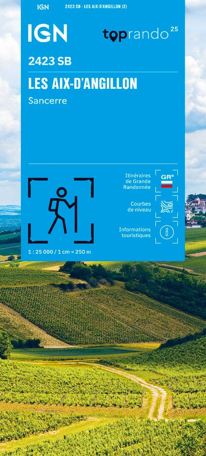 Carte de randonnée n° 2423 - Les Aix-d'Angillon, Sancerre | IGN - Série Bleue carte de randonnée IGN 