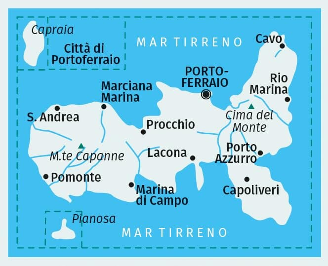 Carte de randonnée n° 2468 - Ile d'Elbe (Italie) | Kompass carte pliée Kompass 