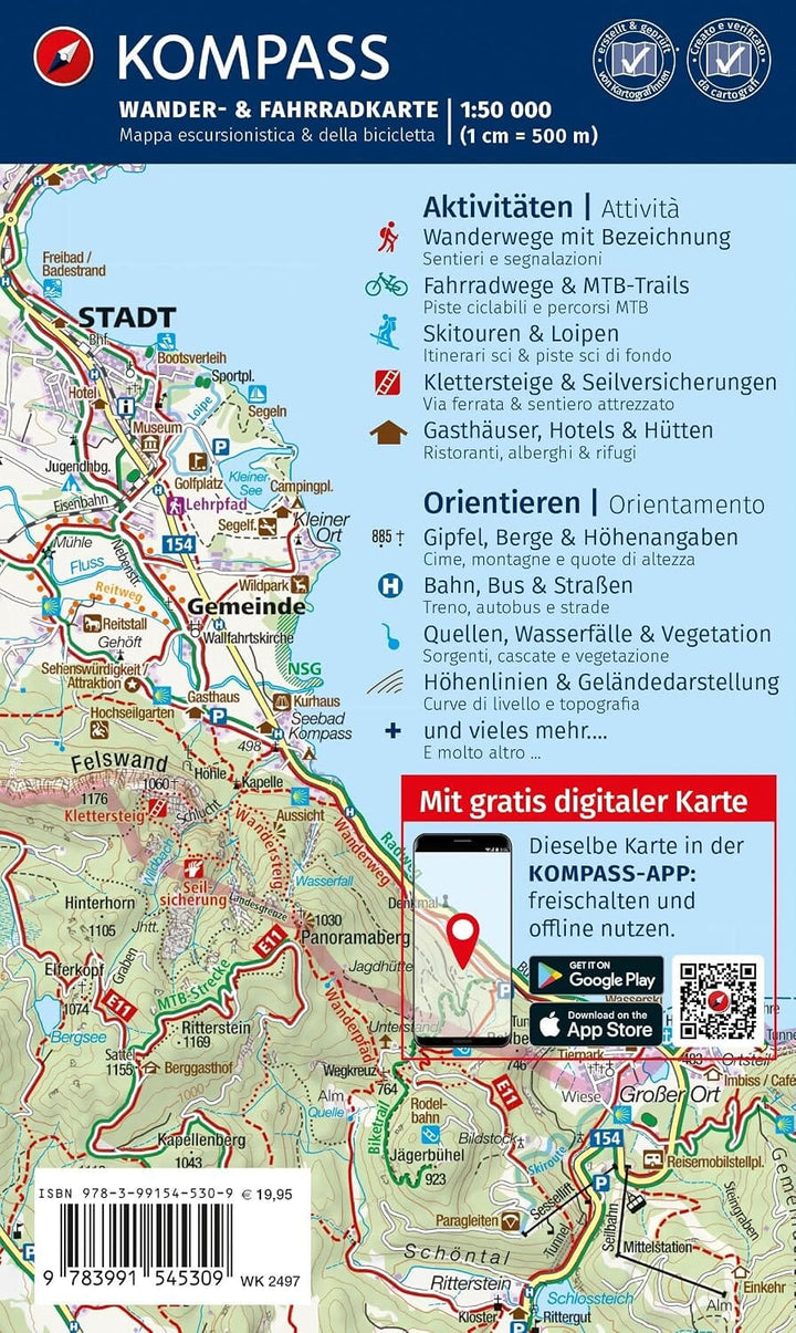 Carte de randonnée n° 2497 - Sardaigne Nord | Kompass carte de randonnée Kompass