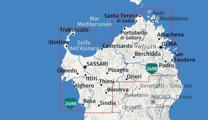 Carte de randonnée n° 2497 - Sardaigne Nord | Kompass carte de randonnée Kompass