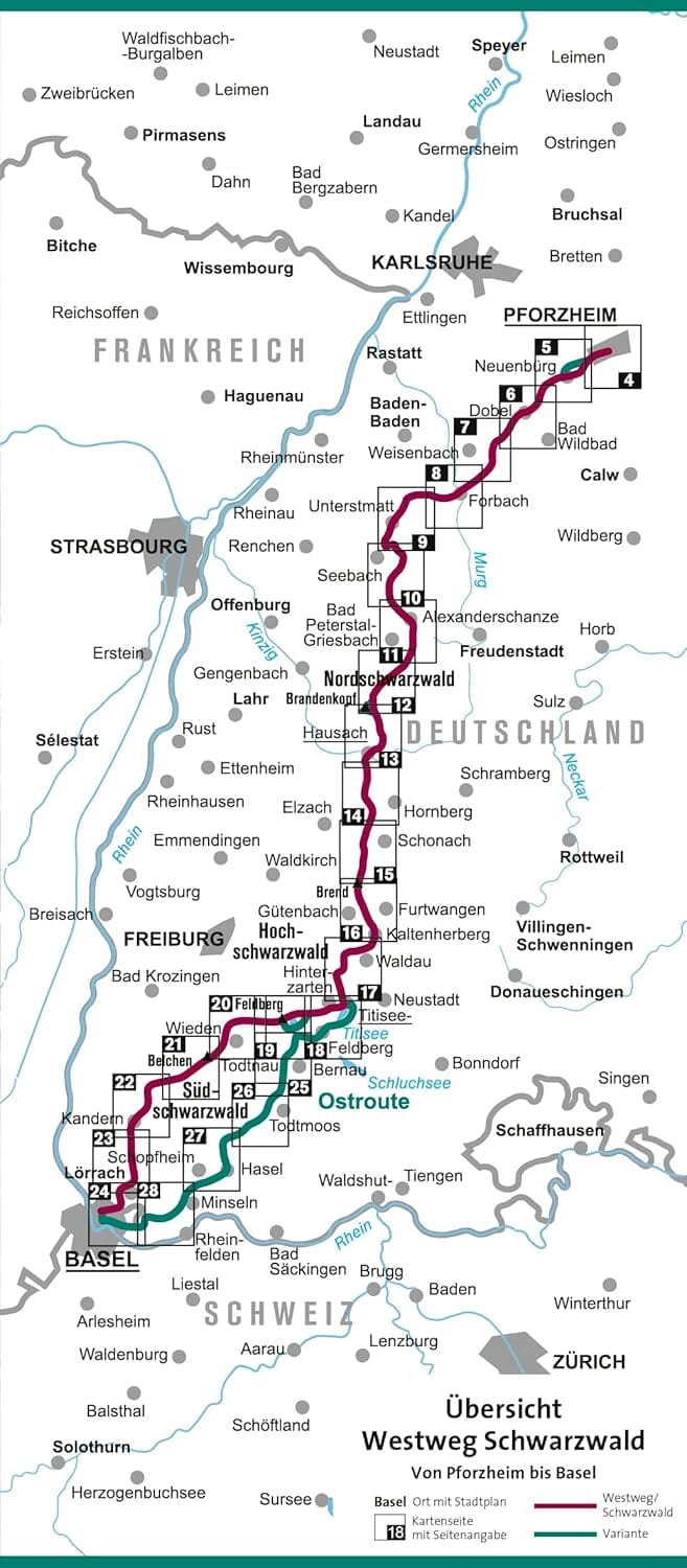 Carte de randonnée n° 2505 - Westweg Schwarzwald (Allemagne) | Kompass carte de randonnée Kompass 