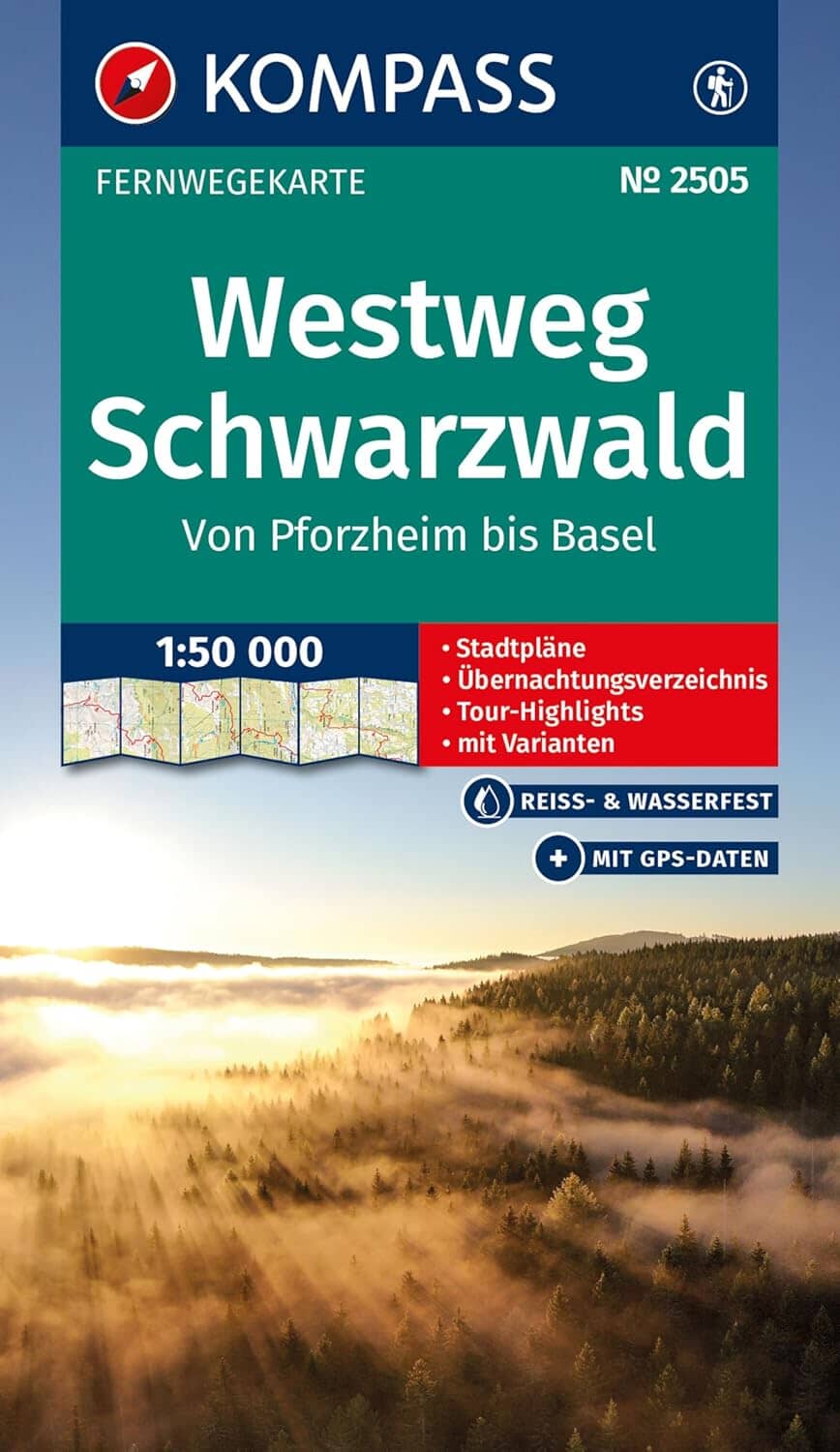 Carte de randonnée n° 2505 - Westweg Schwarzwald (Allemagne) | Kompass carte de randonnée Kompass 