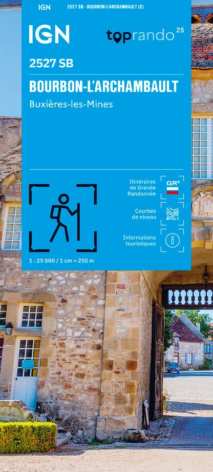 Carte de randonnée n° 2527 - Bourbon-l'Archambault, Buxières-les-Mines | IGN - Série Bleue carte de randonnée IGN 
