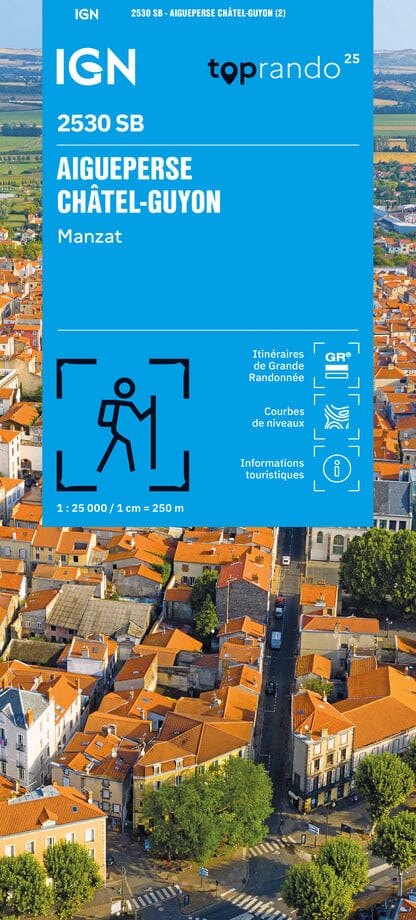 Carte de randonnée n° 2530 - Aigueperse, Châtel-Guyon, Manzat | IGN - Série Bleue carte de randonnée IGN