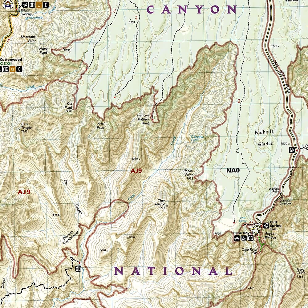 Carte de randonnée n° 261 - Bright Angel Canyonorth & South Rims (PN Grand Canyon, Arizona) | National Geographic carte de randonnée National Geographic