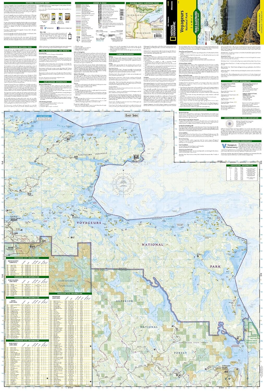 Carte de randonnée n° 264 - Parc national des Voyageurs (Minnesota) | National Geographic carte de randonnée National Geographic 