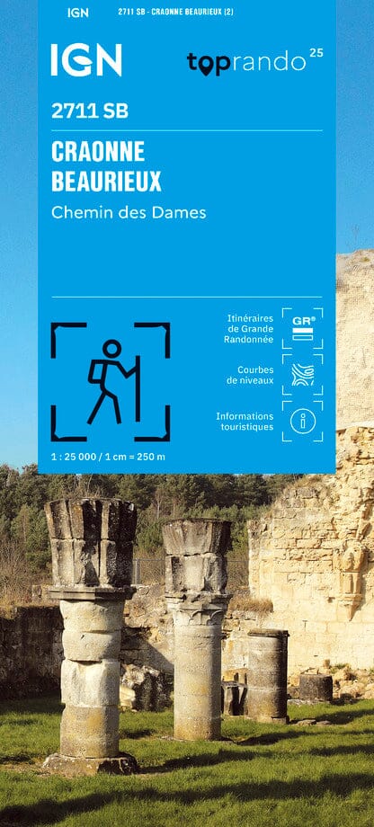 Carte de randonnée n° 2711 - Craonne, Beaurieux, Chemin des Dames (Aisne) | IGN - Série Bleue carte de randonnée IGN