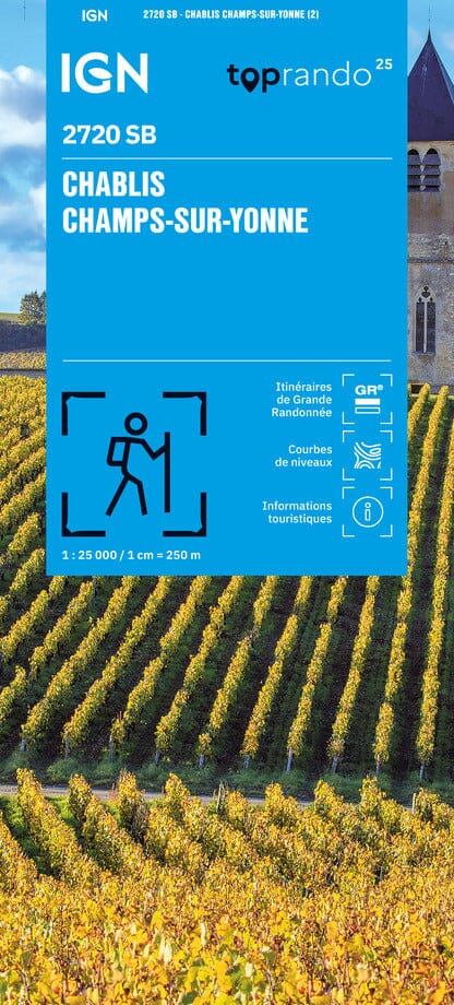 Carte de randonnée n° 2720 - Chablis, Champs-sur-Yonne | IGN - Série Bleue carte de randonnée IGN 