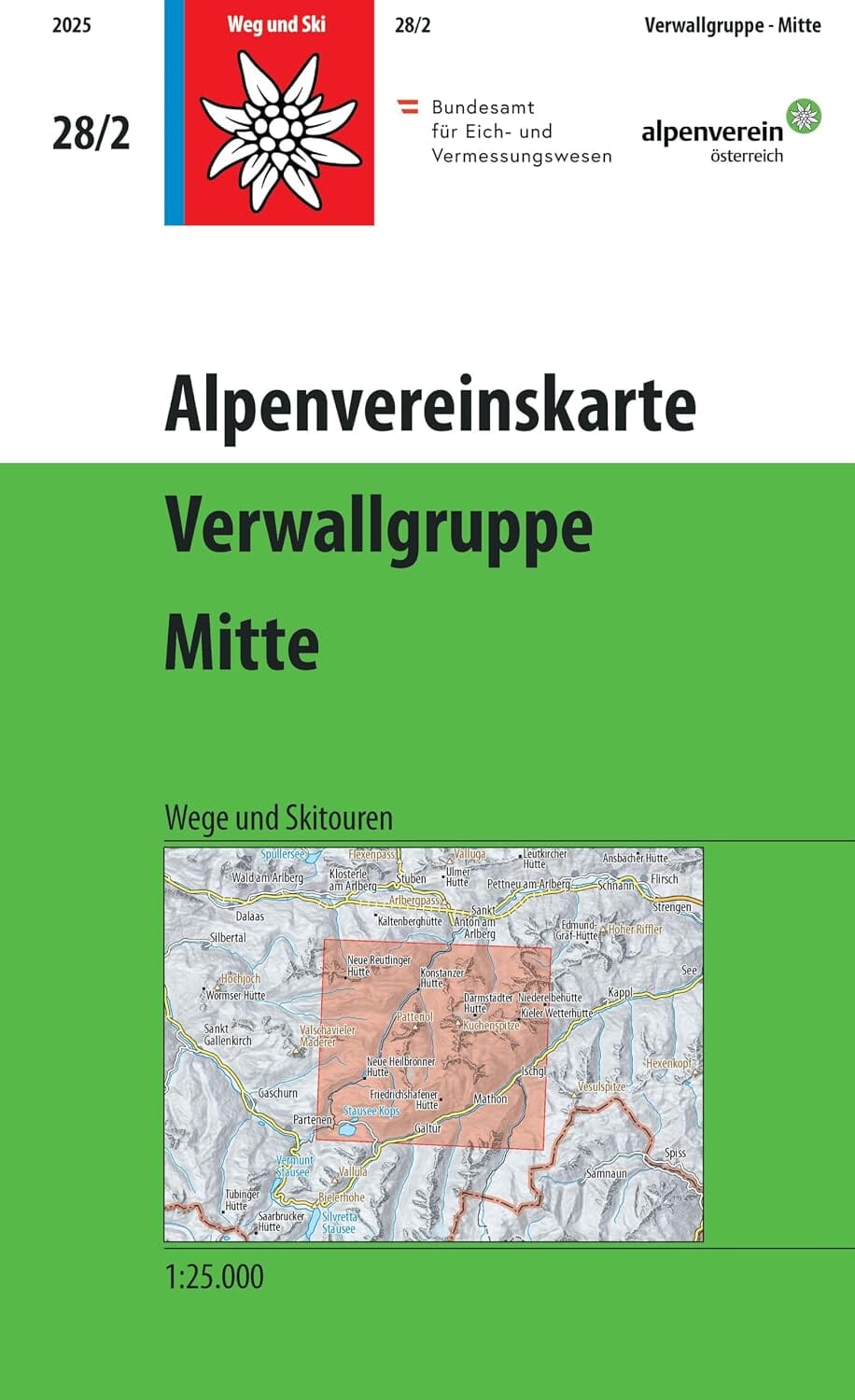 Carte de randonnée n° 28/2 - Verwallgruppe Centre (Alpes autrichiennes) | Alpenverein carte de randonnée Alpenverein 