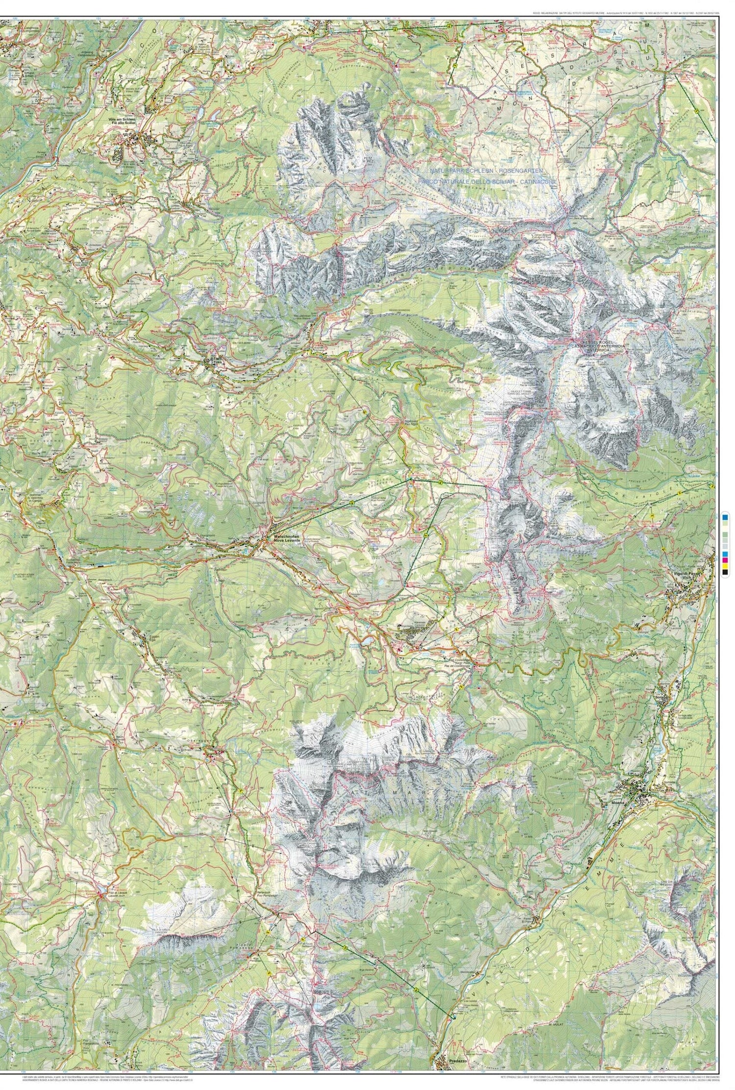 Carte de randonnée n° 29 - Schlern, Rosengarten et Latemar (Italie) | Tabacco carte de randonnée Tabacco