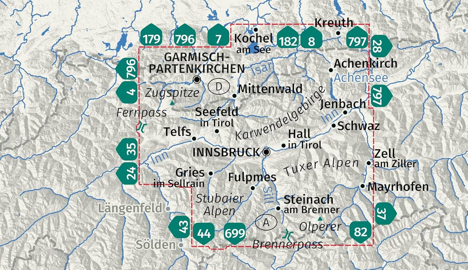 Carte de randonnée n° 290 - Innsbruck & environs (Autriche) | Kompass carte de randonnée Kompass 