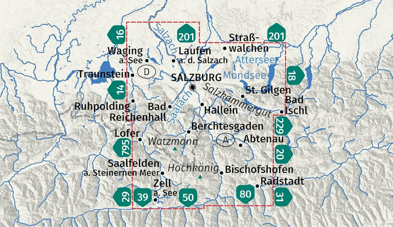 Carte de randonnée n° 291 - Salzburg & environs, lot de 2 cartes (Autriche) | Kompass carte de randonnée Kompass 