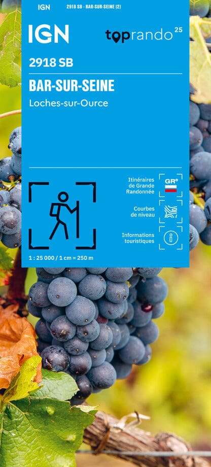 Carte de randonnée n° 2918 - Bar-sur-Seine, Loches-sur-Ource | IGN - Série Bleue carte de randonnée IGN 