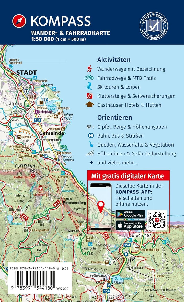 Carte de randonnée n° 292 - Vorarlberg (Autriche) | Kompass carte de randonnée Kompass 
