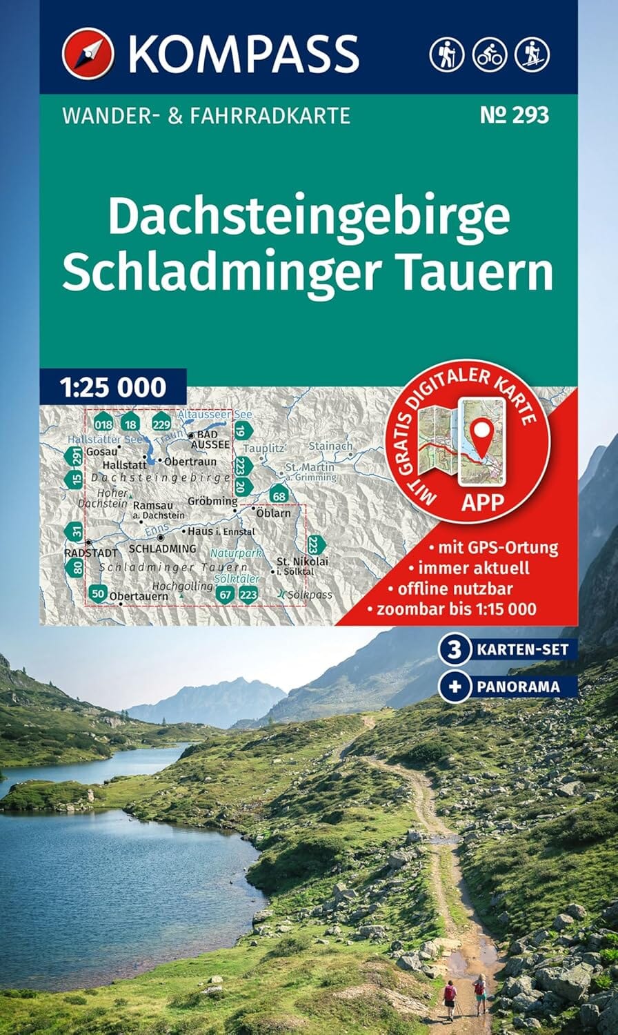 Carte de randonnée n° 293 - Dachsteingebirge, Schladminger Tauern (Autriche) | Kompass carte de randonnée Kompass 
