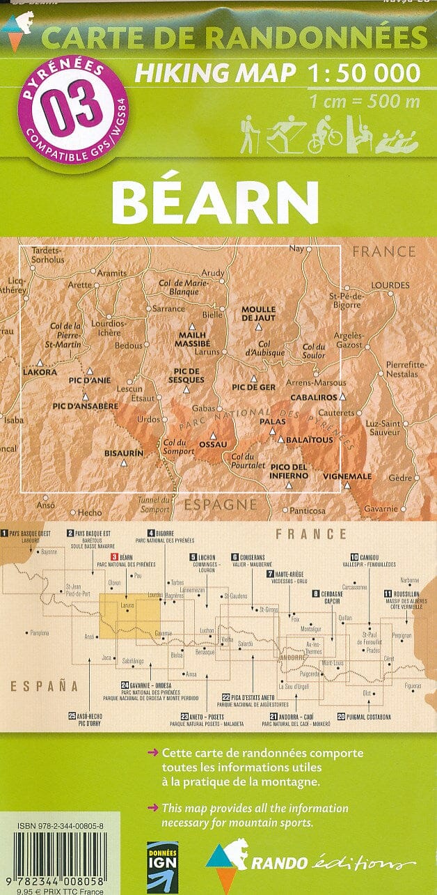 Carte de randonnée n° 3 - Béarn (Pyrénées) | Rando Editions carte de randonnée Rando Editions