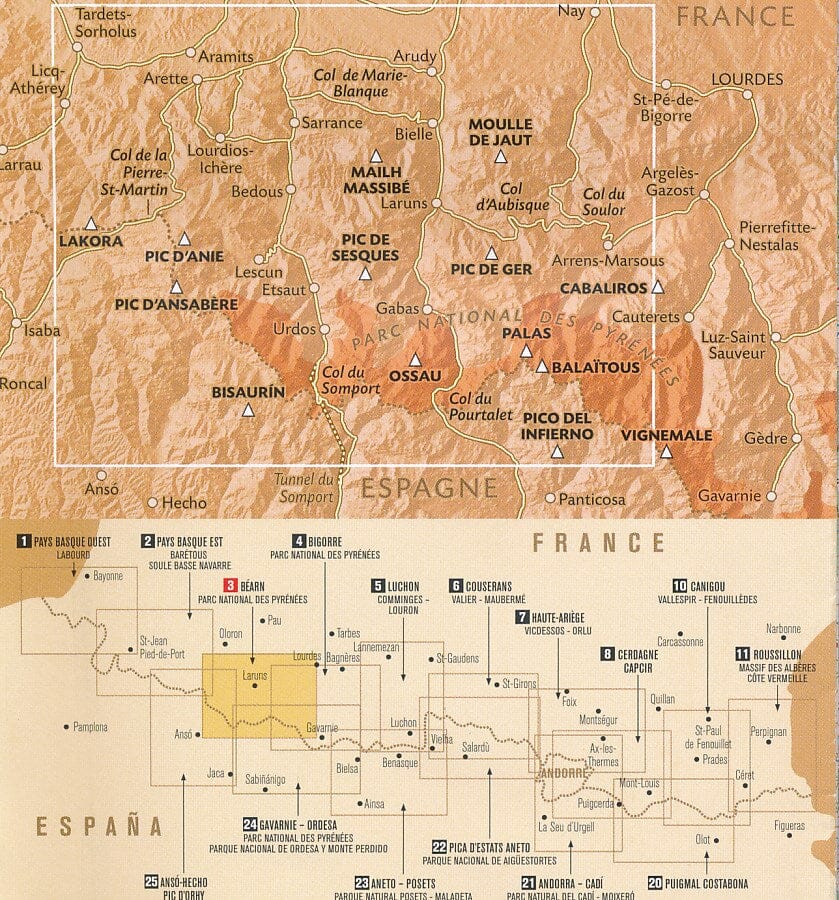 Carte de randonnée n° 3 - Béarn (Pyrénées) | Rando Editions carte de randonnée Rando Editions