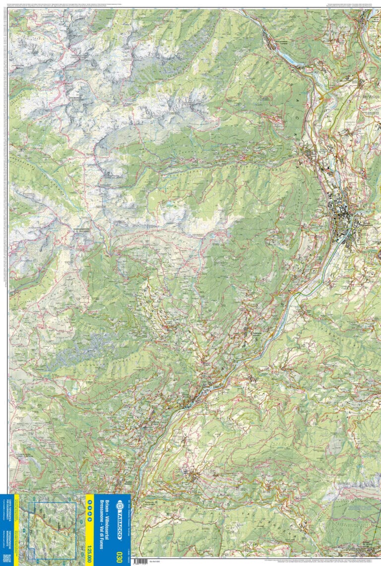 Carte de randonnée n° 30 - Bressanone & Val de Funes (italie) | Tabacco carte de randonnée Tabacco