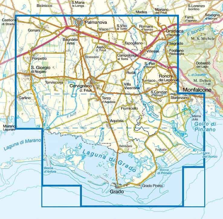 Carte de randonnée n° 301 - Laguna di Grado, Aquileia, Palmanova (Frioul-Vénétie Julienne, Italie) | Tabacco carte de randonnée Tabacco