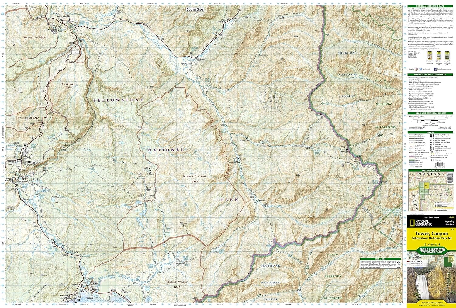 Carte de randonnée n° 304 - Tower, Canyon (Parc National de Yellowstone, USA) | National Geographic carte de randonnée National Geographic