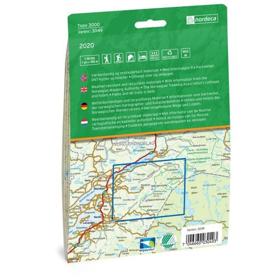 Carte de randonnée n° 3049 - Skjakerfjella (Norvège) | Nordeca - série 3000 carte de randonnée Nordeca