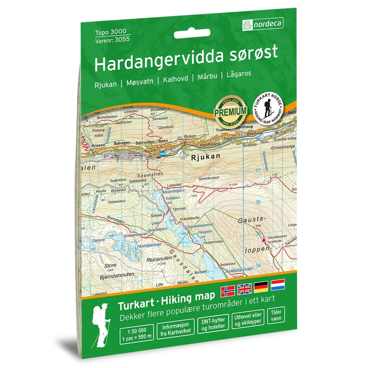 Carte de randonnée n° 3055 - Hardangervidda sud-est (Norvège) | Nordeca - série 3000 carte de randonnée Nordeca